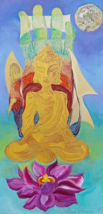 Hamsa from dual exhibition Tableau and Auspicious by Alison Spiesman.